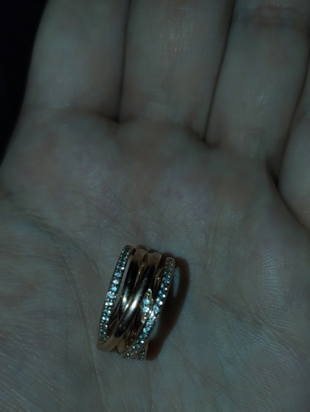 Rose Gold Multi-Band Crystal Stack Ring